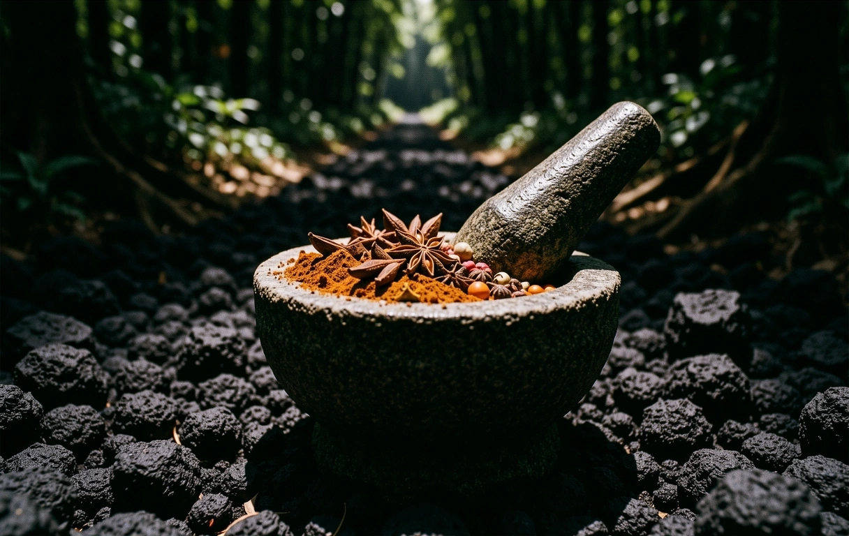Spices on stone